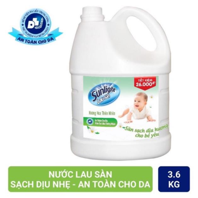 Nước lau sàn Sunlight em bé thiên nhiên chiết xuất tre & lô hội 3.6kg
