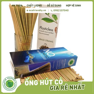 Ống hút cỏ bàng (Grass straws) Hộp 100 ống dài 20 cm - Hàng châu Âu - Dùng được cho tất cả các loại thức uống