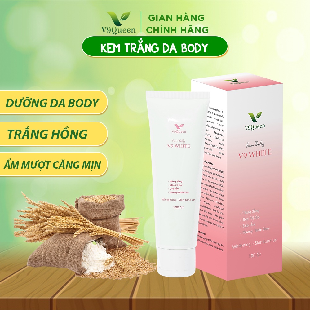 Kem body trắng da V9Queen, chống nắng dưỡng ẩm và dưỡng trắng toàn thân - V9 White 50g - 100g