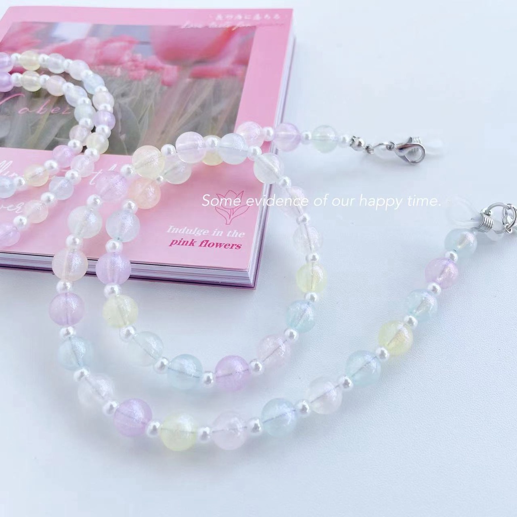 Dây Đeo Mắt Kính Xỏ Hạt Acrylic Màu Macaron Phong Cách Hàn Quốc Mới