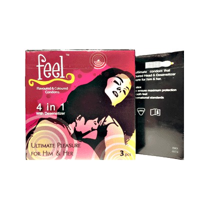 Bao cao su Feel 4 in 1 kéo dài thời gian hộp 3 cái