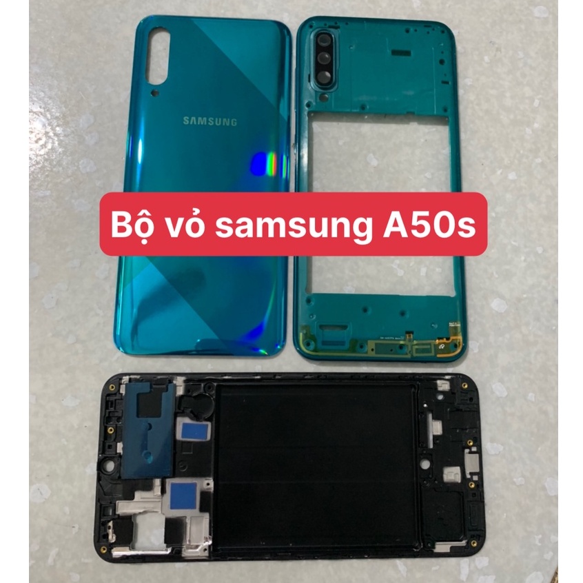 bộ vỏ samsung A50s - gồm lưng,xương,sườn,phím,kính camera