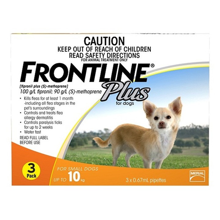 1 hộp (3 tuýp) Dung dịch nhỏ gáy ve rận, bọ chét dưới 10kg Frontline Plus