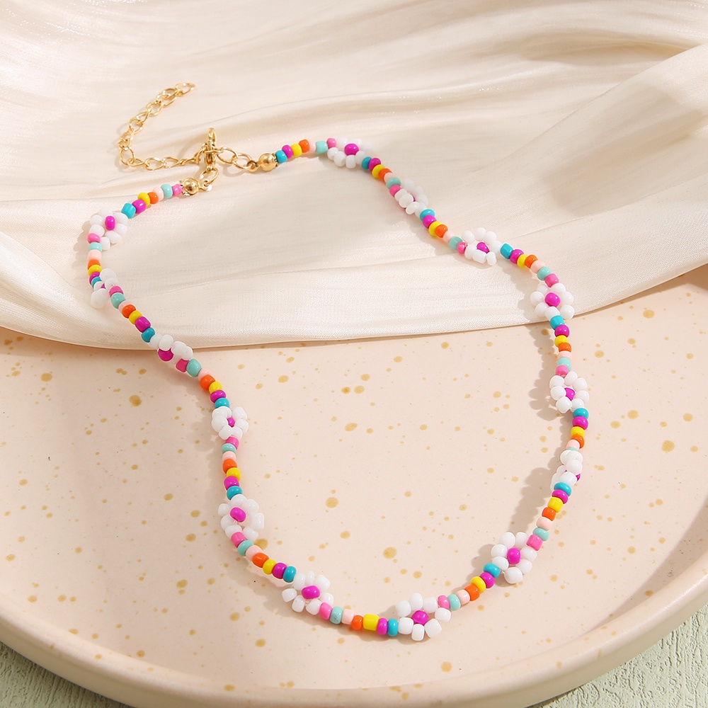 Vòng cổ iF YOU xỏ hạt trang trí hoa phong cách Bohemia thời trang dành cho nữ