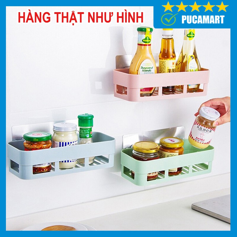 Kệ Để Đồ Nhà Tắm, Nhà Bếp PUCA Hình Chữ Nhật, Kệ Dán Tường Nhà Tắm, Kệ Dán Tường Nhà Bếp, Kệ Để Đồ Chất Liệu Nhựa