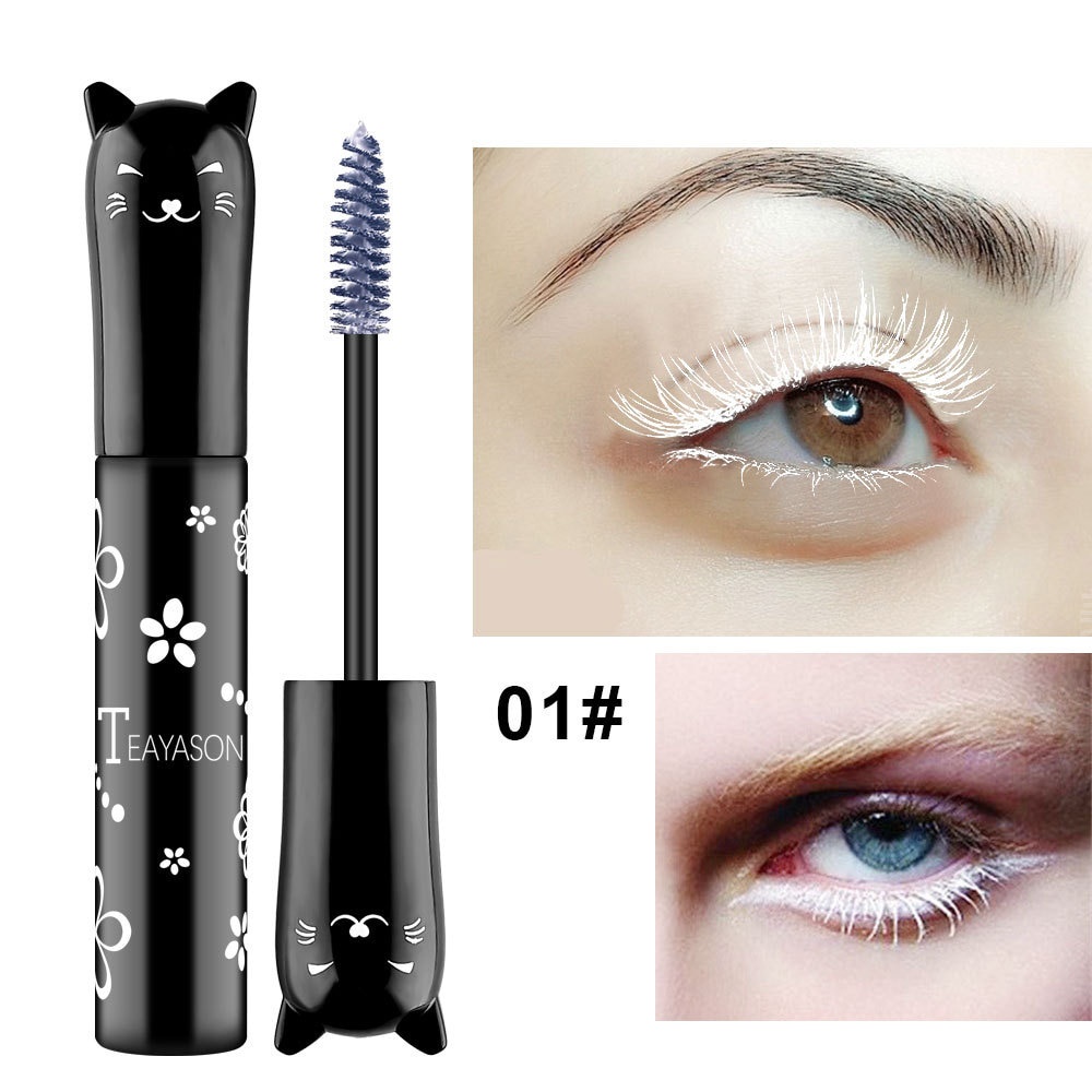 [Hàng mới về] Mascara kháng nước nhanh khô chuốt mi cong và dài màu xanh dương/tím/hồng/đen/trắng/cà phê độc đáo