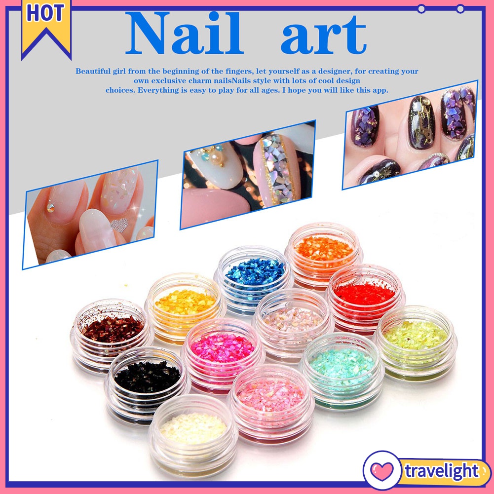 Set 1 Hộp 12 Màu Kim Tuyến Trang Trí Móng Tay