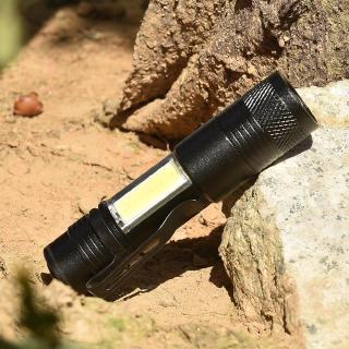 6000LM XPE+COB LED Flashlight 4 Mode Zoomable Clip Torch Light Penlight