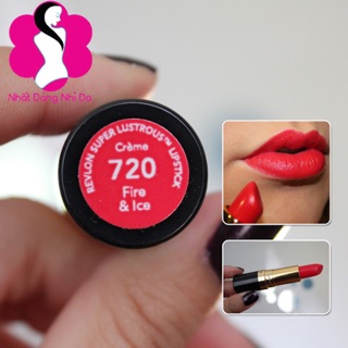 Son lỳ có dưỡng Revlon 720 Fire & Ice màu Đỏ Cam. Made in USA