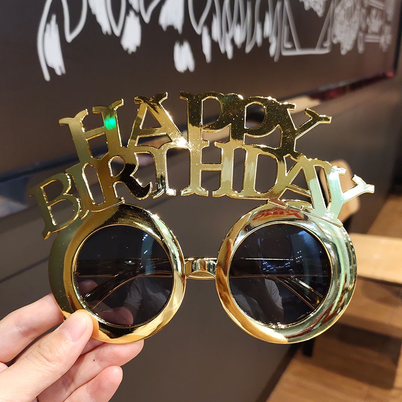 Mới Mắt Kính Gọng Chữ happy birthday Mạ Điện Vui Nhộn Thời Trang Cùng Xu Hướng Dùng Làm Đạo Cụ Chụp Ảnh Tiệc Sinh Nhật