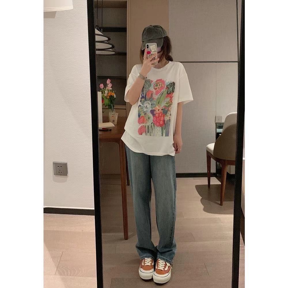 Quần jean COZOK lưng cao ống rộng phong cách Hàn Quốc cổ điển