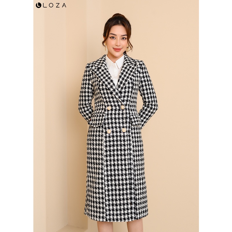 Áo khoác dạ tweed LOZA dáng dài LK111035