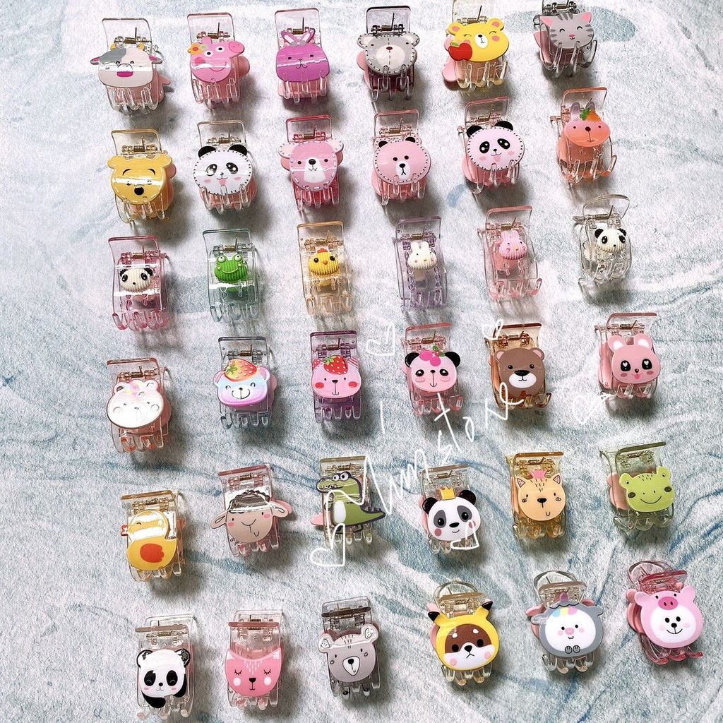 Kẹp tóc càng cua 5 RĂNG chuột micky trắng hồng TÍM STORE phụ kiện búi tóc 5R charm dễ thương