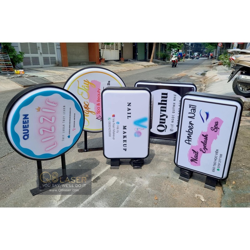 Hộp Đèn Vẫy - Biển Hiệu Tròn - Hộp Đèn Mica - Bảng Hiệu Đèn - Bảng Tên Shop
