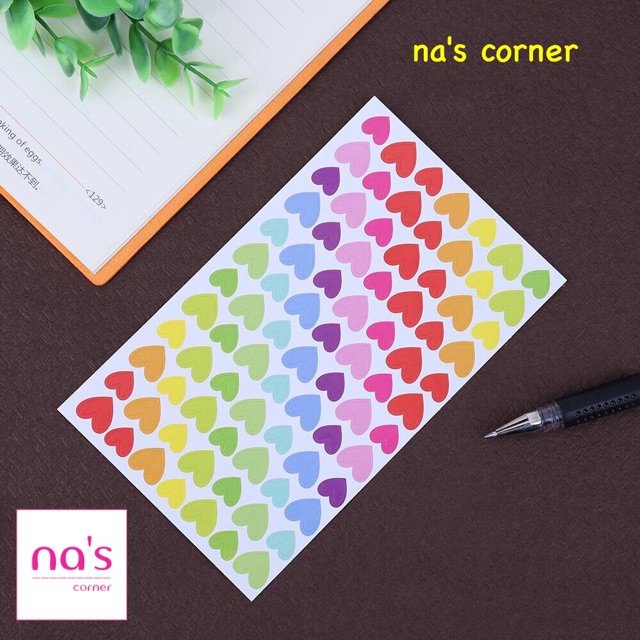 Bộ 6 tờ Decal dán miếng dán trang trí hình tim, ngôi sao, tròn sticker stickers