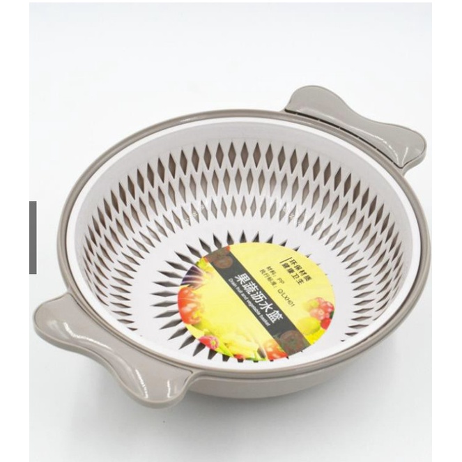 Rổ nhựa tròn 2 lớp (rổ lưới + chậu) có tai cầm chắc chắn, màu sắc xinh xắn bắt mắt