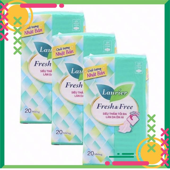 Băng vệ sinh ngày Băng Vệ Sinh Laurier Fresh & Free Siêu Mỏng Có Cánh /Laurier Happy Skin 22.5cm