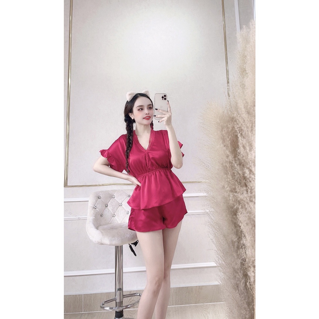 Bộ Mặc Nhà - Đồ Bộ Lụa Mềm Mại - Mát Dạng KIMONO Quần Phối Màu Tay Cánh Dơi Cực Sang Dưới 57kg