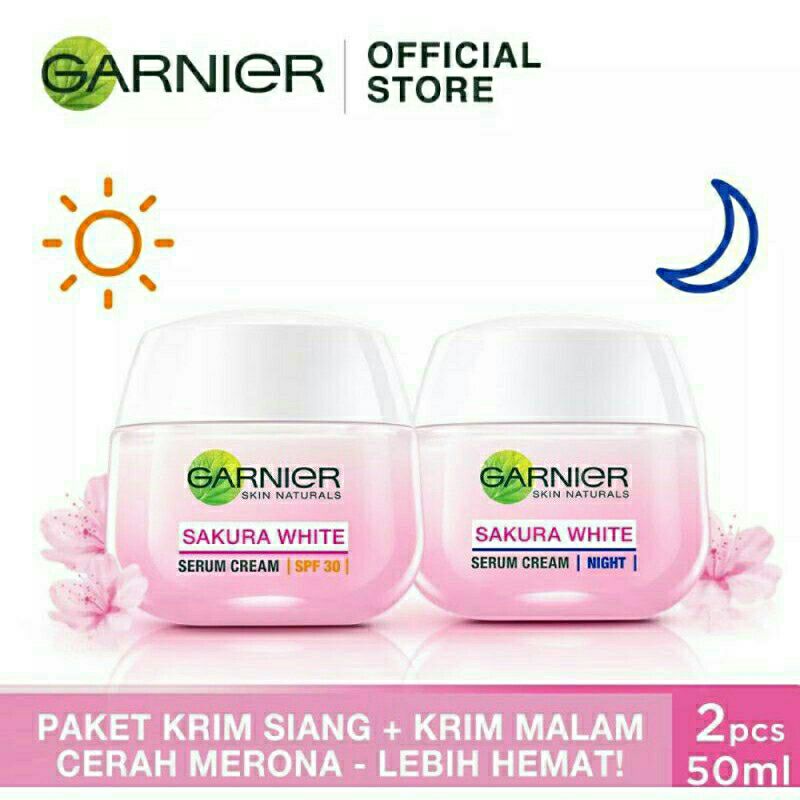 (Hàng Mới Về) Kem Dưỡng Trắng Da Ban Ngày / Đêm Garnier Sakura 50ml