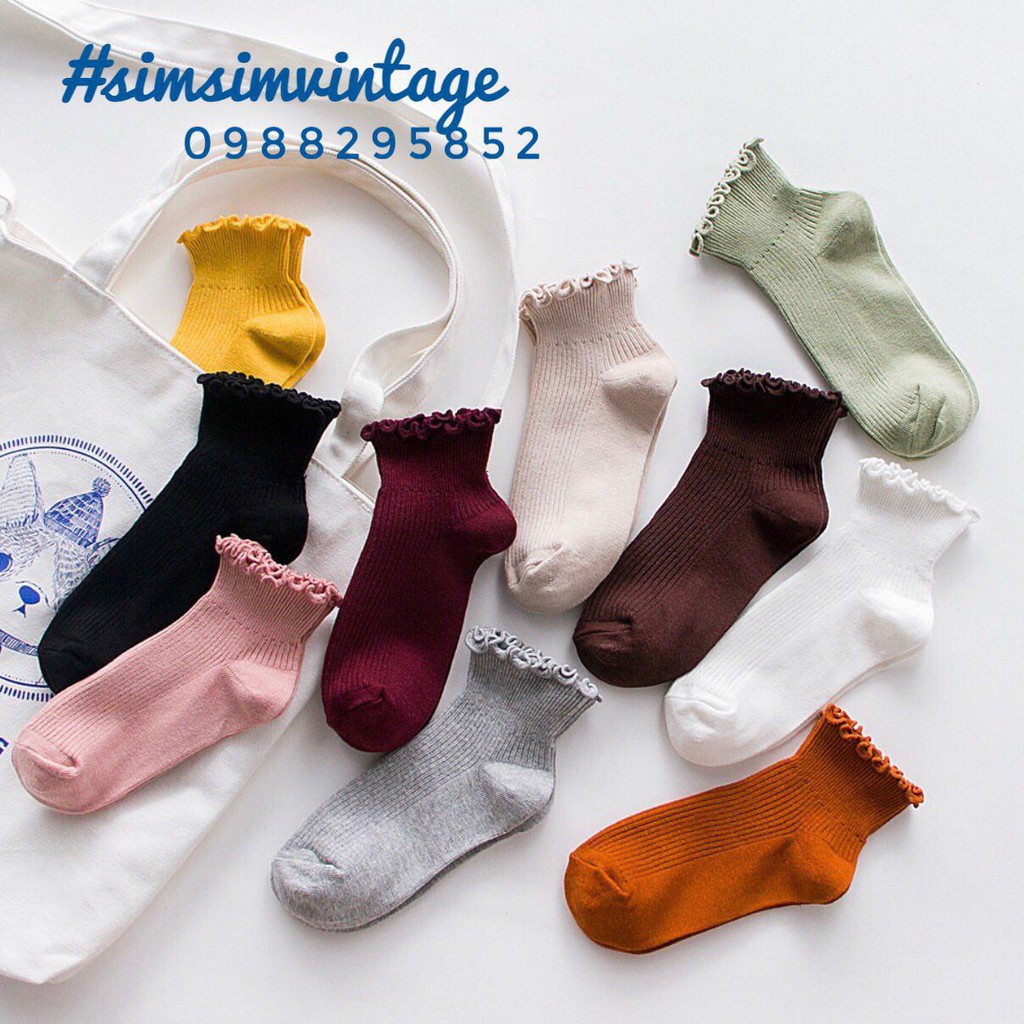 Tất cổ bèo vintage cổ lửng tiểu thư Style Hàn Quốc - vớ cổ lửng nam nữ bèo nhún đà lạt điệu