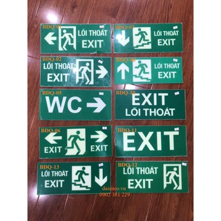 Biển báo dạ quang UV thoát hiểm exit dán tường - nhiều mẫu