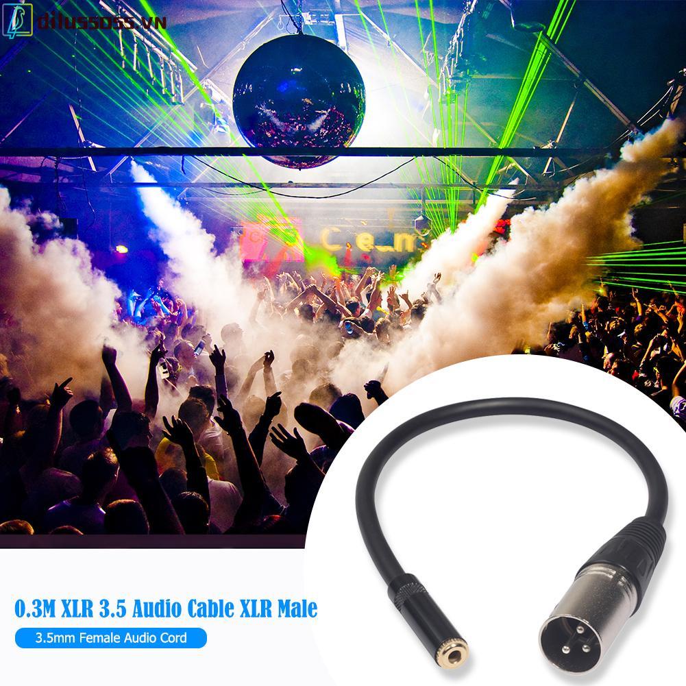 Dây Cáp Âm Thanh Mở Rộng Dilussoss 0.3m Xlr 3.5 Xlr Male Sang 3.5mm Female