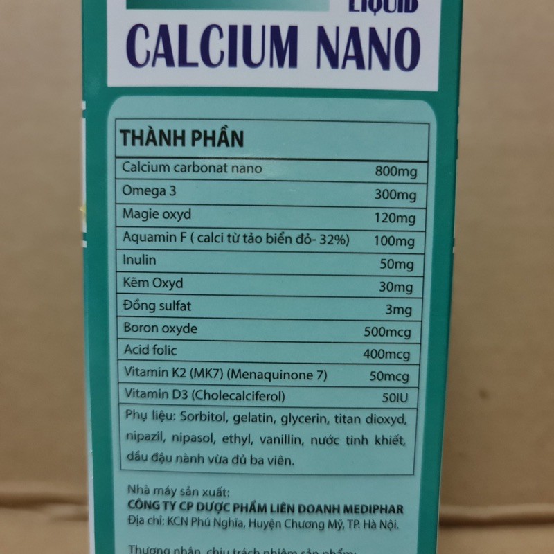 Bổ sung canxi, chống còi xương, loãng xương - Hộp 100 viên - Liquid Calcium Nano | BigBuy360 - bigbuy360.vn