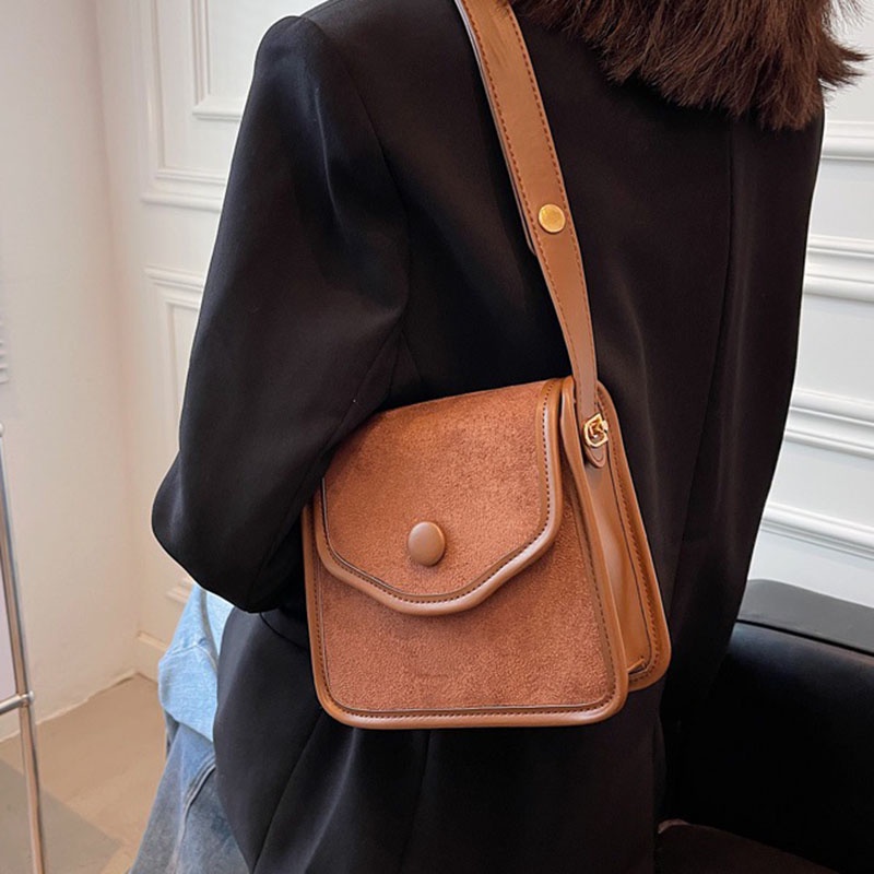 Túi đeo vai IELGY họa tiết kẻ sọc/ nhám phong cách cổ điển thời trang cho nữ