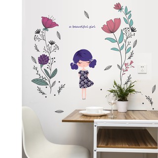 Decal dán tường cô bé tóc tím - dc189