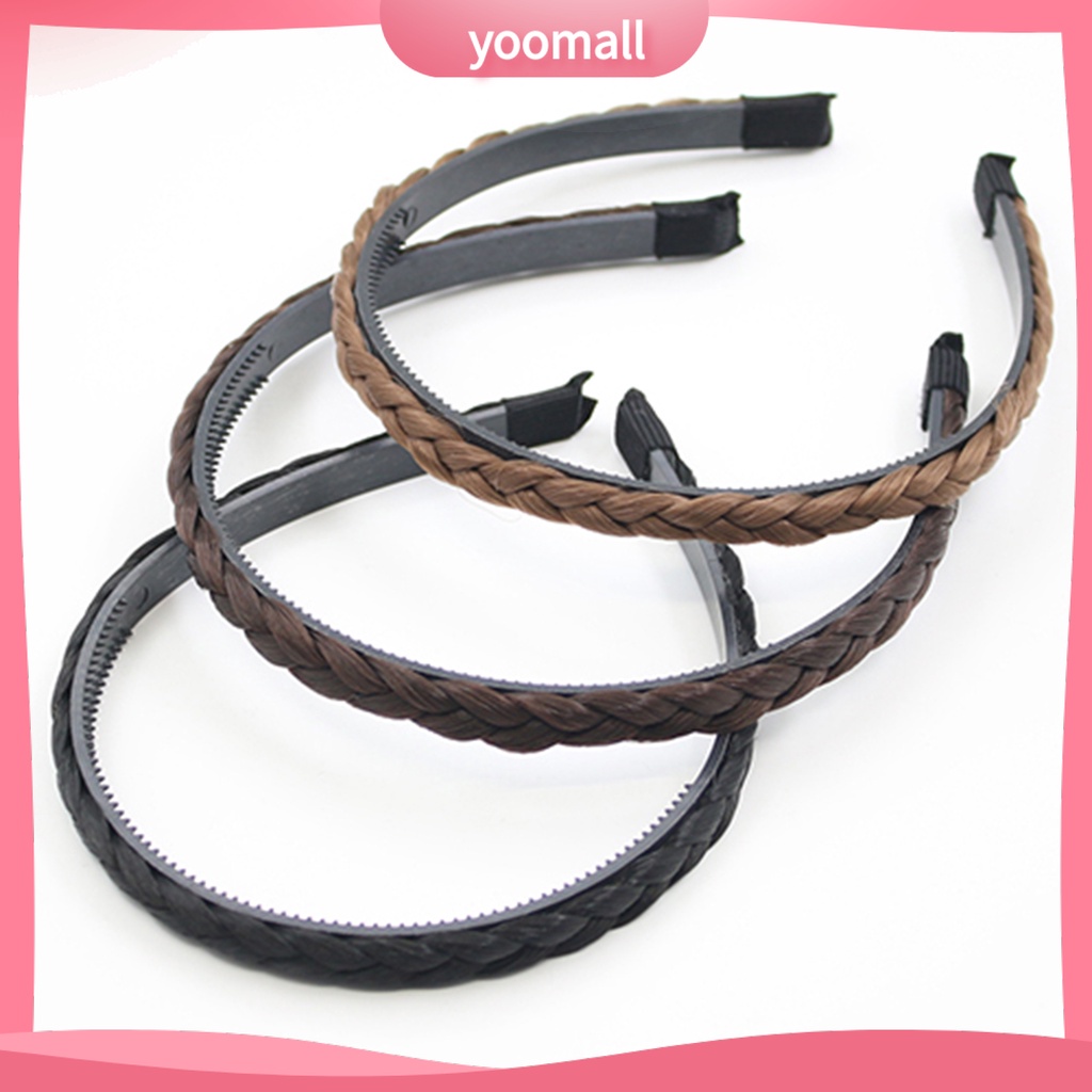 Băng đô cài tóc phối tóc giả thắt bính màu sắc dễ thương dành cho nữ