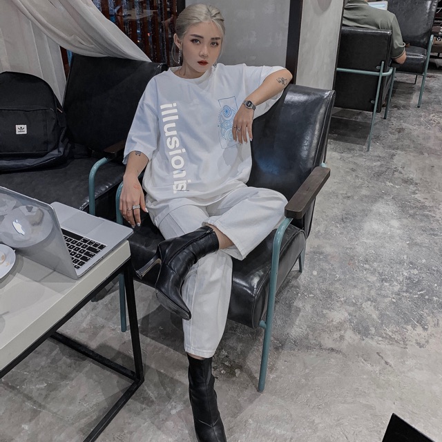Áo thun tay lỡ unisex Illusionist phản quang 7 màu form rộng