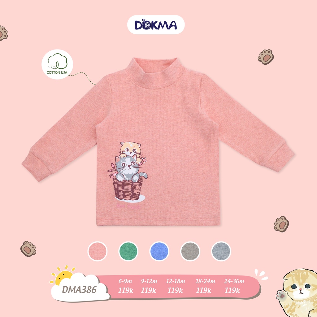 Dokma - Áo cổ 3p chất cotton len dày 9-36M  DMA386