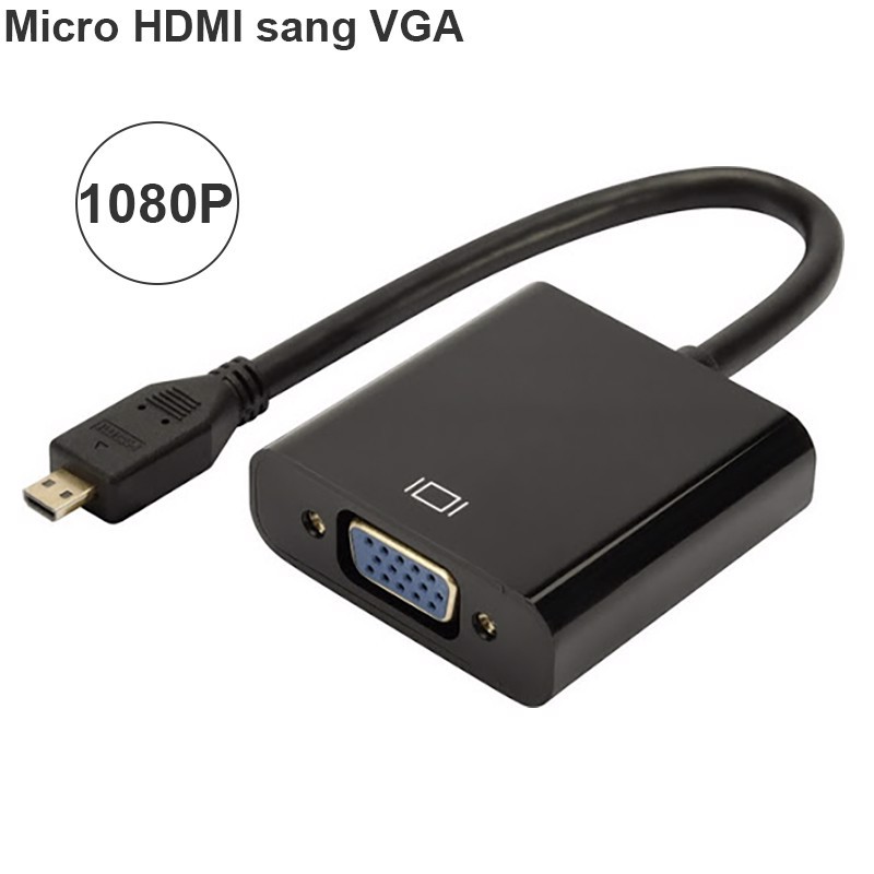 chuyển đổi Micro-HDMI/Mini HDMI/HDMI to VGA Converter Adapter With Audio Video Cable Black full HD 1080P loại tốt