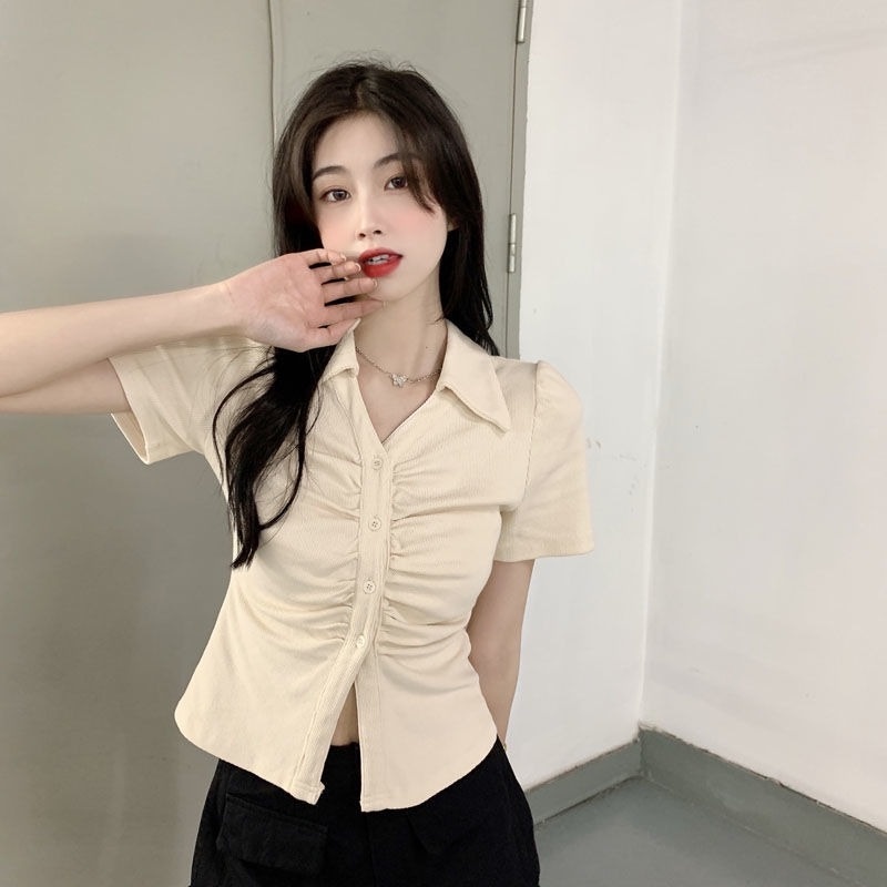 Áo Sơ Mi Tay Ngắn Dáng Ôm Thời Trang Mùa Hè Cá Tính Cho Nữ