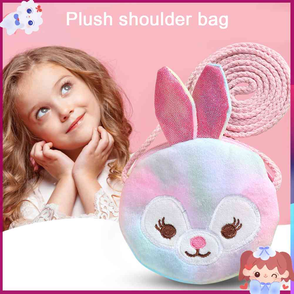 ✿Mars144✿Túi Đeo Chéo Hình Tròn Mini Bằng Vải Bông Có Khóa Kéo Họa Tiết Hoạt Hình Tinh Tế Cho Bé✿