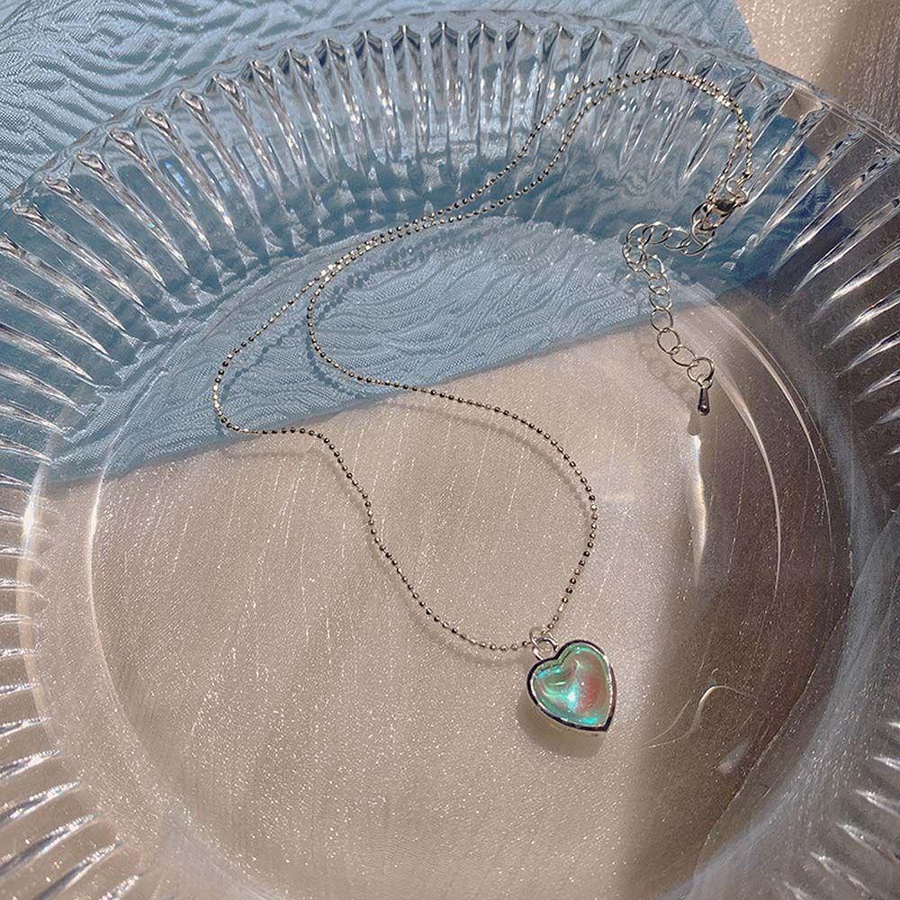 AROMA Vòng Cổ Choker Bằng Thép Titan Mặt Trái Tim Nhiều Màu Sắc Phong Cách Hàn Quốc Dành Cho Nữ