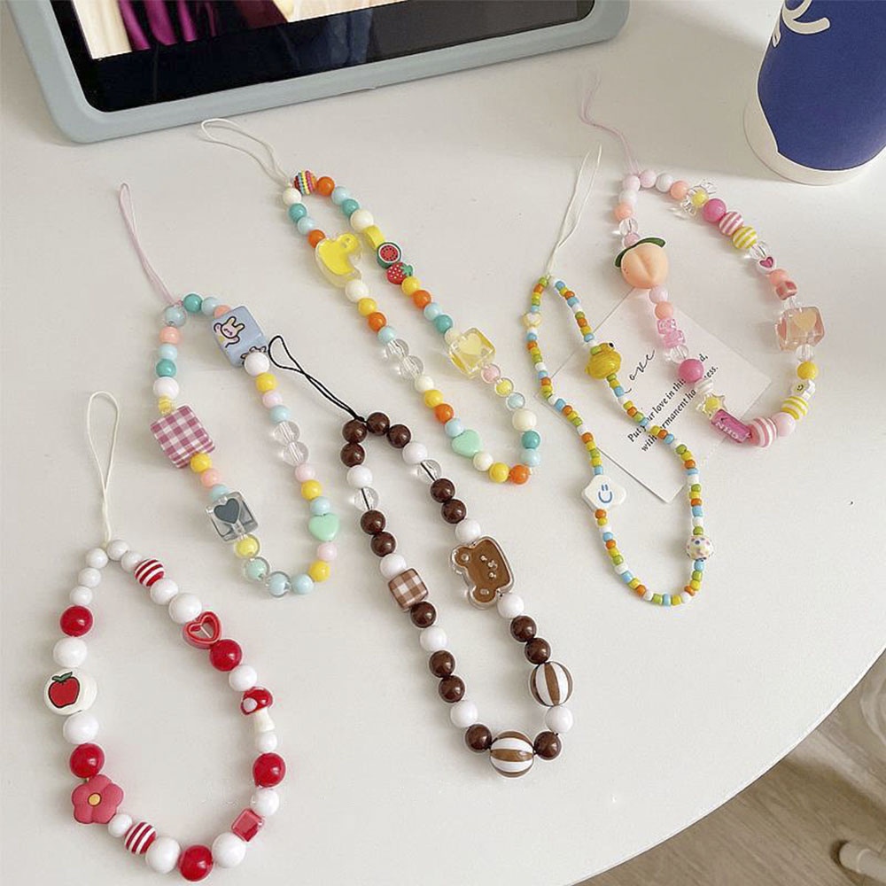 Dây Đeo Điện Thoại Hạt Acrylic Chống Rơi Chống Thất Lạc Kiểu Hàn Quốc Dễ Thương