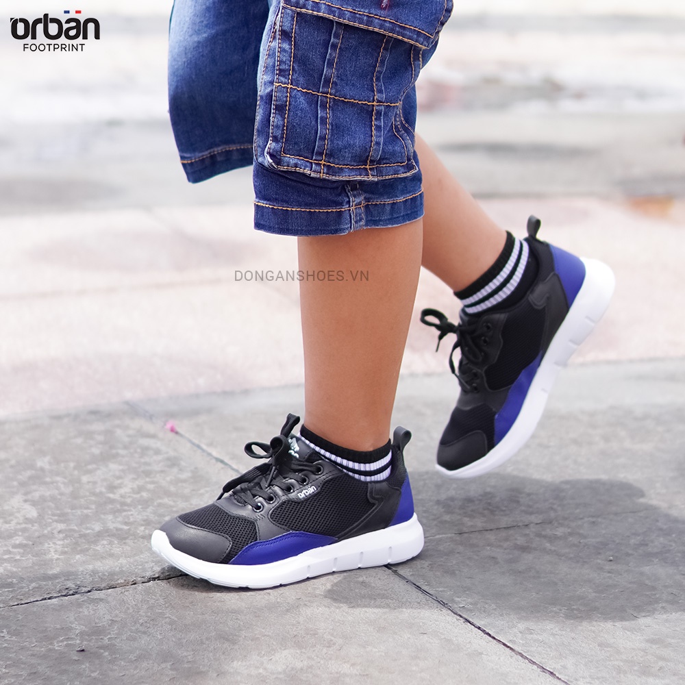 Giày thể thao cao cấp bé trai urban TB1965 đen xanh
