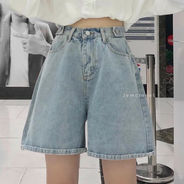 Lenkapas - Short jeans nút lưng ba màu như hình chụp (ảnh thật)