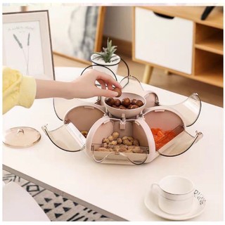 KHAY MỨT HỘP 6 CÁNH HOA TỰ BUNG XÒE CÁNH