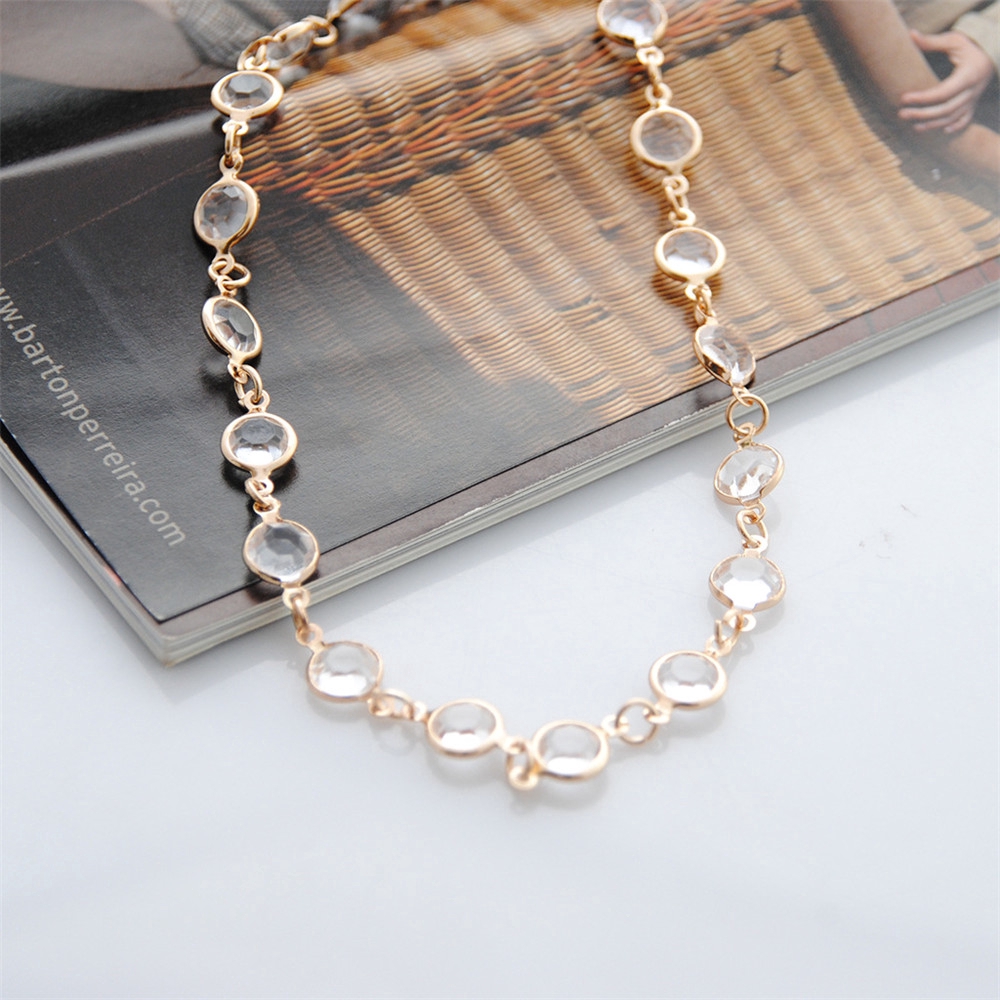 Vòng cổ bằng hợp kim có đính kim cương pha lê theo phong cách Hàn Quốc cho nữ