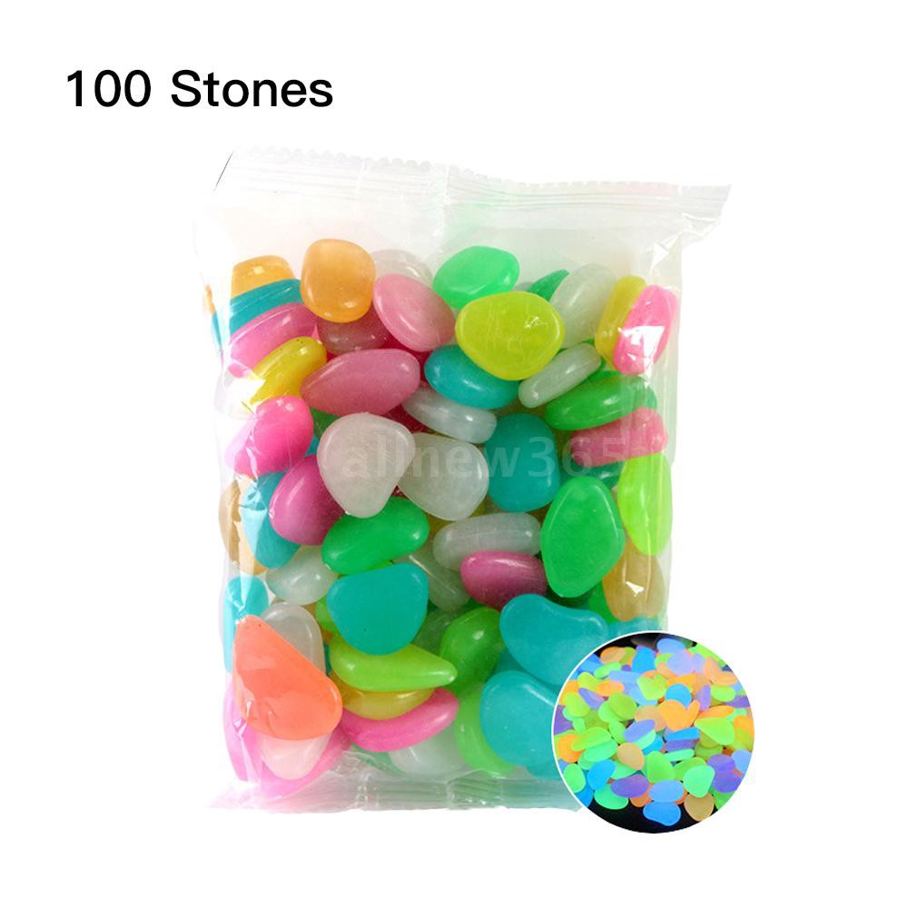 Bộ 100 Viên đá phát sáng dạ quang trang trí bể cá