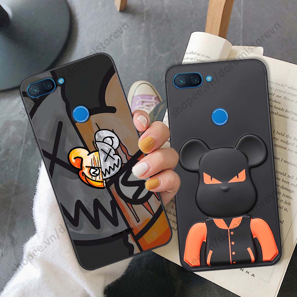 Ốp lưng Xiaomi Mi 8 SE / Mi 8 Lite hình kaws, kith, bear brick nổi 3D phong cách độc đáo
