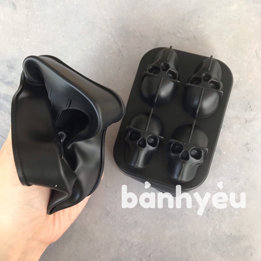 Khuôn Silicon Hình Đầu Lâu Làm Đá, Bánh Kẹo Mùa Halloween