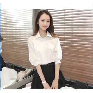 Áo sơ mi nữ công sở tay lỡ đẹp màu trắng kiểu điệu, Áo kiểu nữ sơ mi tay lỡ đẹp