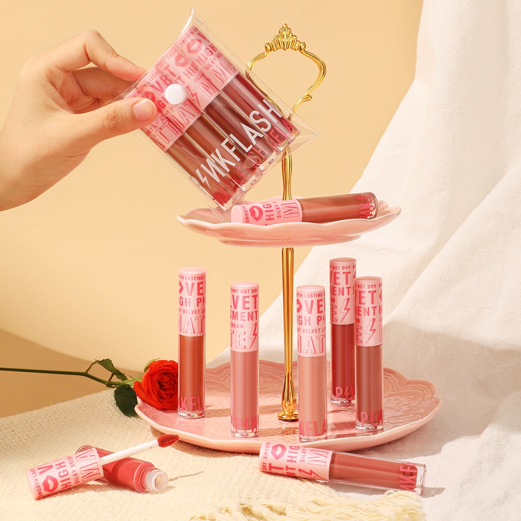 Set 4 son môi nhung lì PINKFLASH mềm mịn lâu trôi