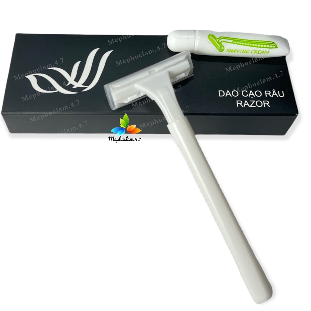 100 dao cạo râu trắng mẫu 01 đựng vỏ hộp giấy (mẫu cánh chim) dùng 1 lần cho khách sạn. ĐỒ DÙNG KHÁCH SẠN MẸ PHÚC LÂM