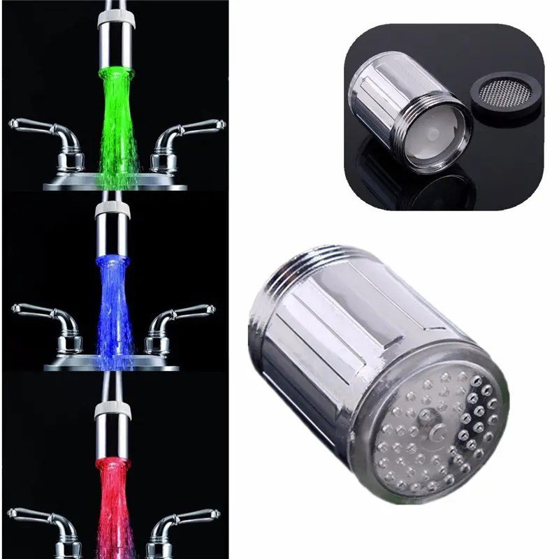 Đèn Led Gắn Đầu Vòi Nước Đổi Màu Theo Nước Nóng Lạnh