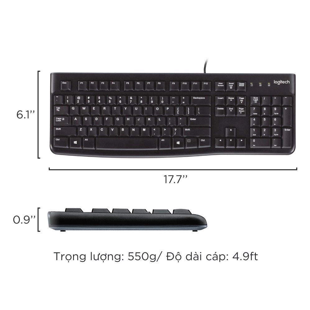Bàn phím có dây Logitech K120 chuyên văn phòng ( Bảo hành 3 năm )