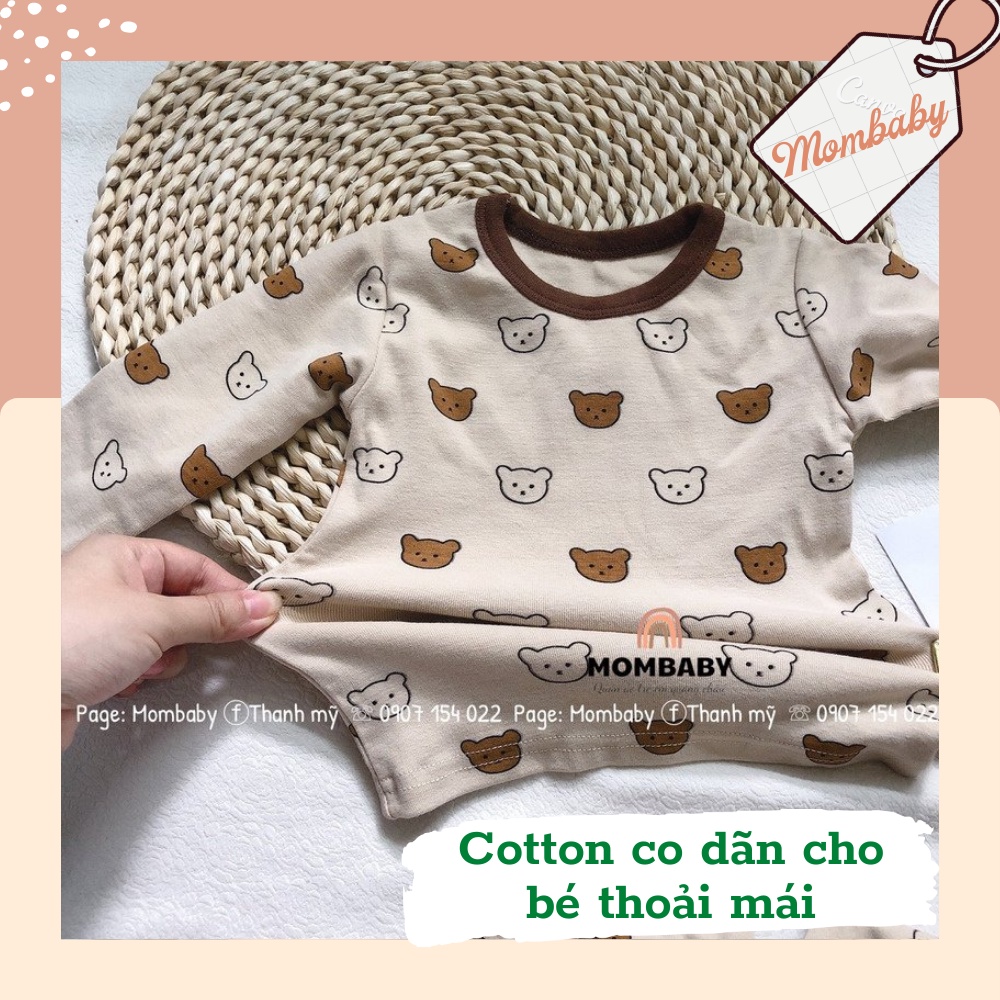 (Ambb-kids QC) Bộ Dài Tay Thun Cotton Co Dãn Họa Tiết Dễ Thương Cho Bé Trai, Bé Gái